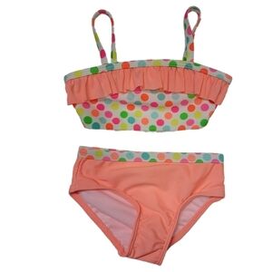 Op Coral Multicolor Polka Dot Ruffle Bikini Swimsuit 12M